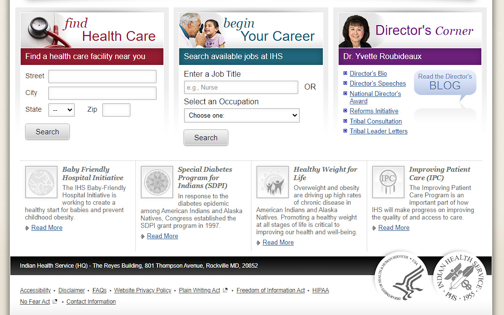 IHS home page bottom
